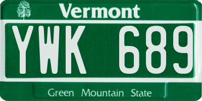 VT license plate YWK689