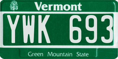 VT license plate YWK693