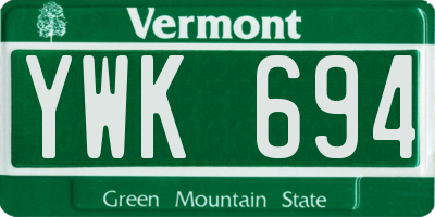 VT license plate YWK694