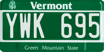 VT license plate YWK695