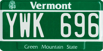 VT license plate YWK696