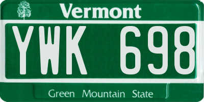 VT license plate YWK698