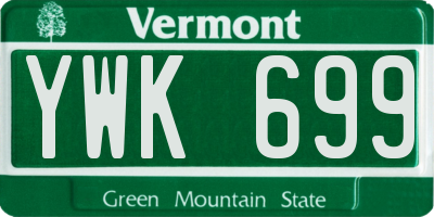 VT license plate YWK699