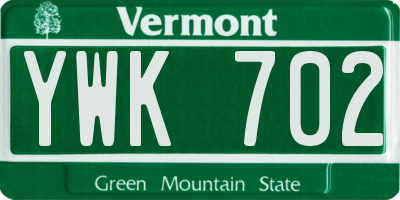 VT license plate YWK702