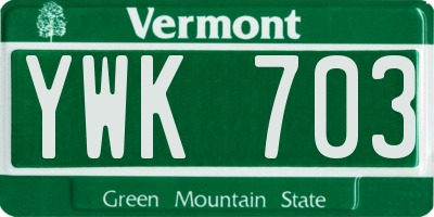 VT license plate YWK703