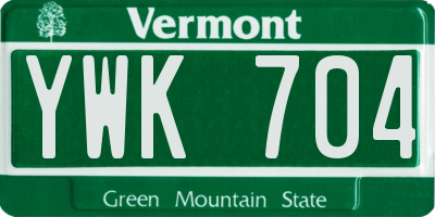 VT license plate YWK704