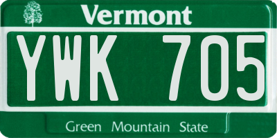 VT license plate YWK705