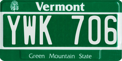 VT license plate YWK706