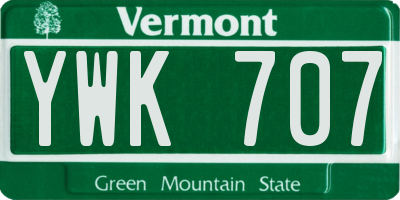 VT license plate YWK707