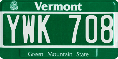 VT license plate YWK708