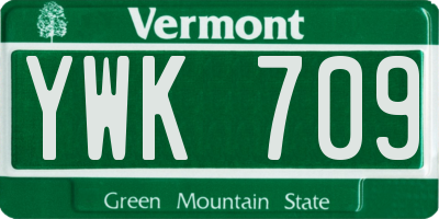 VT license plate YWK709