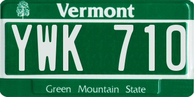 VT license plate YWK710