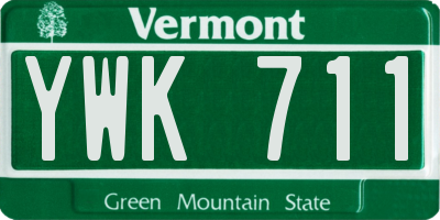 VT license plate YWK711