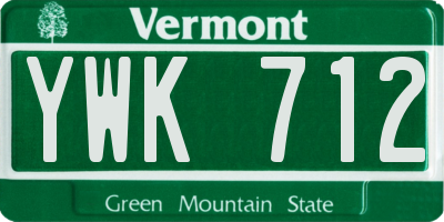 VT license plate YWK712