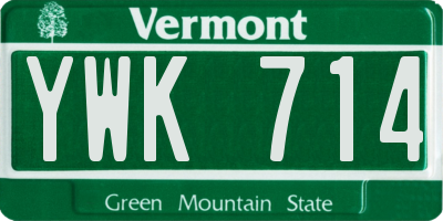VT license plate YWK714