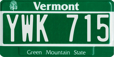 VT license plate YWK715
