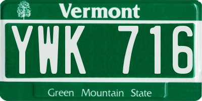 VT license plate YWK716