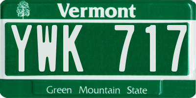VT license plate YWK717
