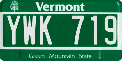 VT license plate YWK719