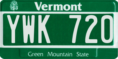 VT license plate YWK720