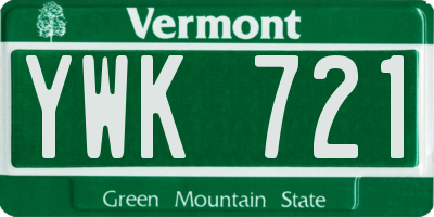 VT license plate YWK721