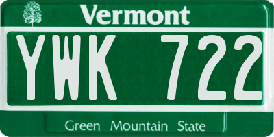 VT license plate YWK722