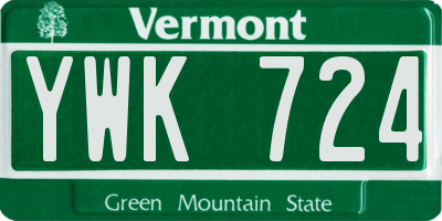 VT license plate YWK724