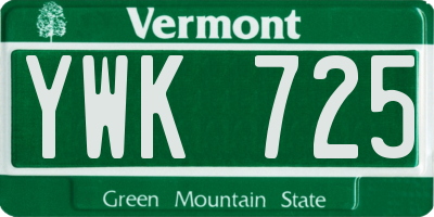 VT license plate YWK725