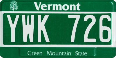 VT license plate YWK726