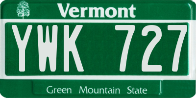 VT license plate YWK727