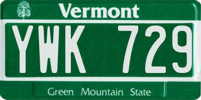 VT license plate YWK729