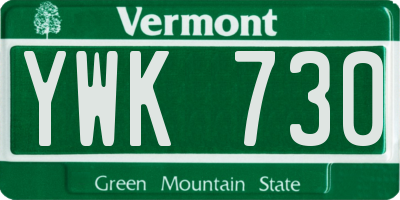 VT license plate YWK730