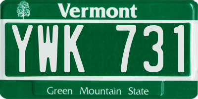 VT license plate YWK731