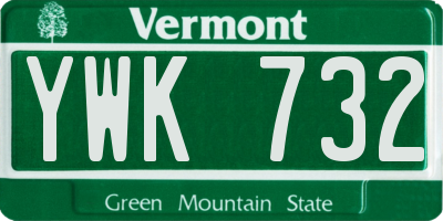 VT license plate YWK732