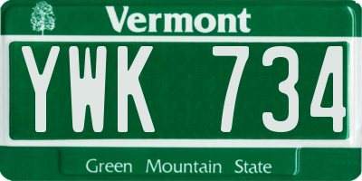 VT license plate YWK734