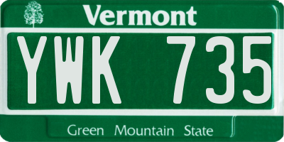 VT license plate YWK735