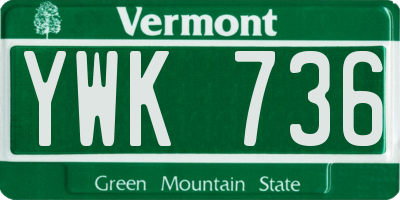 VT license plate YWK736