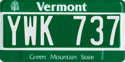 VT license plate YWK737