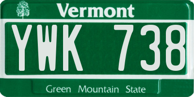 VT license plate YWK738