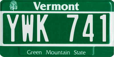 VT license plate YWK741