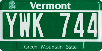 VT license plate YWK744