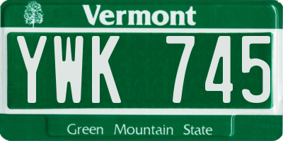 VT license plate YWK745