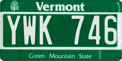 VT license plate YWK746