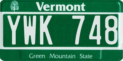 VT license plate YWK748