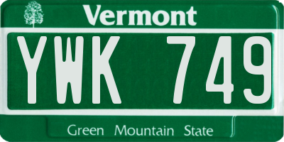VT license plate YWK749