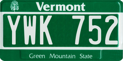 VT license plate YWK752