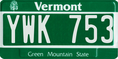 VT license plate YWK753
