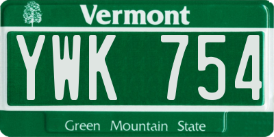 VT license plate YWK754