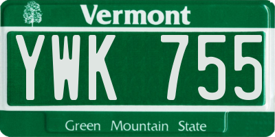 VT license plate YWK755