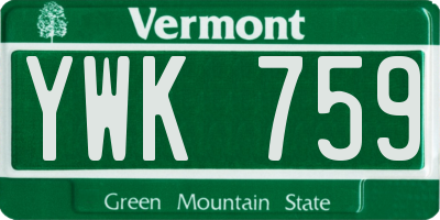 VT license plate YWK759